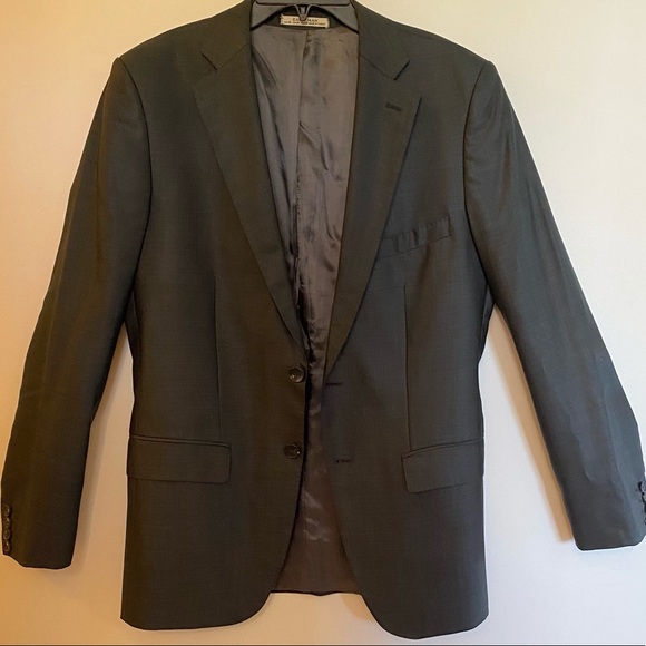 Zara Man - 100% Wool Charcoal Dark Gray 2 Button Blazer Suit Jacket (Size: 38R) - Picture 3 of 17